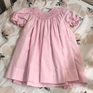 Pink check smocked dress and bloomers